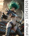 緑の髪のドラゴンアーマー美女　Green-haired dragon armor beauty 135413026
