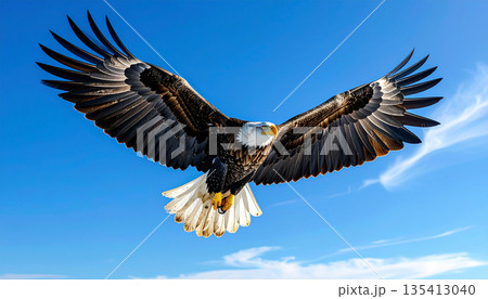 Eagle Gliding Through Open Sky 135413040