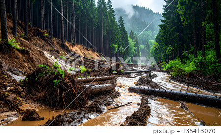 Landslide and Flooded Forest Road 135413070