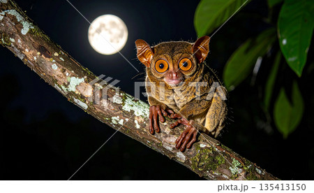 Tarsier Sitting on Tree Branch 135413150