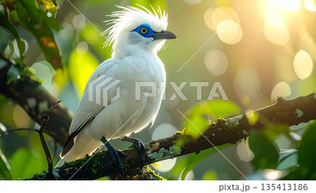 White Bird Perched in Forest White Bird Perched in Forest 135413186
