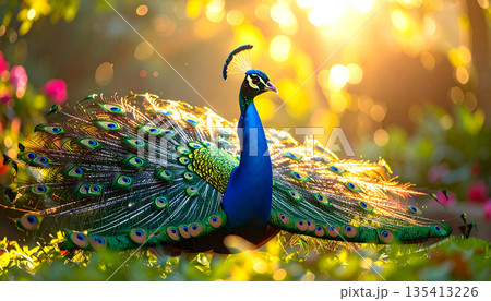 Peacock Displaying Colorful Feathers 135413226