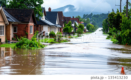 Flooded Residential Neighborhood 135413230