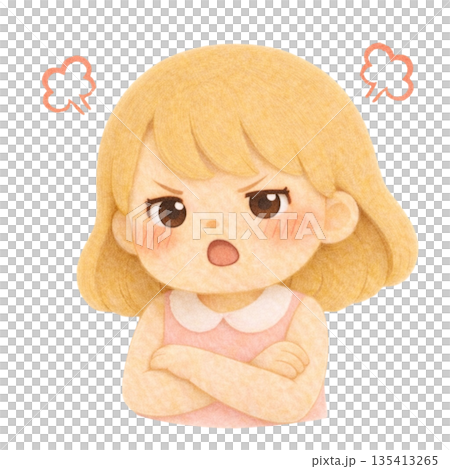 [People] Felt-style illustration of an angry blonde girl 135413265