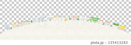 Watercolor style illustration of a cityscape lined with arcs | Houses and buildings on a hill Vector material 135413283