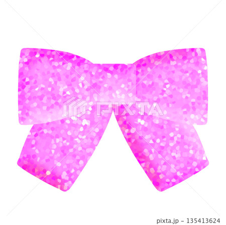 ピンクのホログラム入りの立体シール風のリボン 135413624