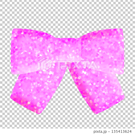 ピンクのホログラム入りの立体シール風のリボン 135413624