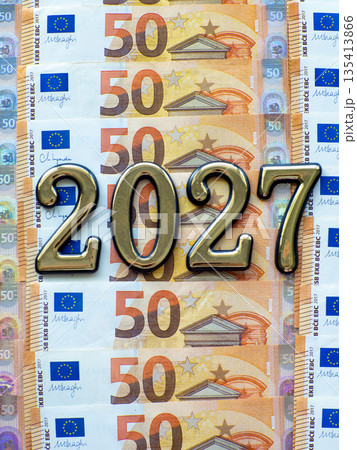 Background of the fifty euros banknotes and 2027 Background of the fifty euros banknotes and 2027 135413866