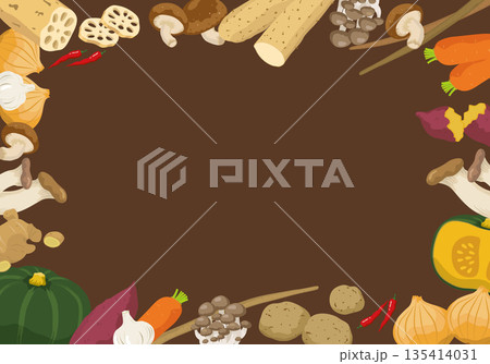 野菜フレーム　横長　ナチュラル野菜の飾り枠 135414031