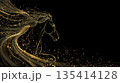 Golden horse outline on black luxury background 135414128