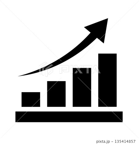 上昇する棒グラフのシンプルな線画アイコン 135414857