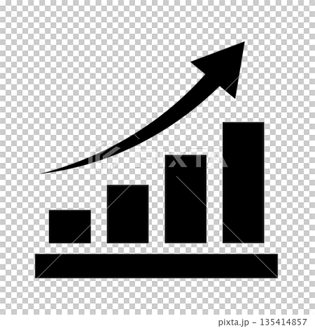 上昇する棒グラフのシンプルな線画アイコン 135414857