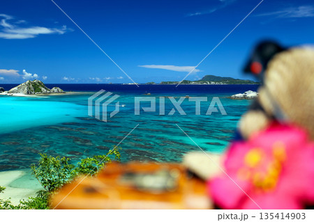 夏の沖縄　渡嘉敷島の風景　阿波連ビーチ 135414903