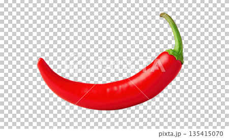 Red hot pepper isolated on transparent background with vivid color and fresh texture. Red hot pepper isolated on transparent background with vivid color and fresh texture. 135415070