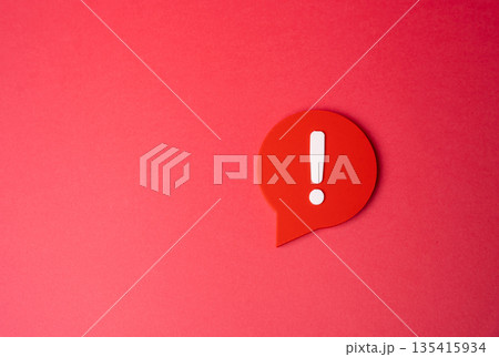 An exclamation mark on a red background. Warning and caution. Important message. Risk alert symbol, urgency communication, safety notice and attention focused on critical information An exclamation mark on a red background. Warning and caution. Important message. Risk alert symbol, urgency communication, safety notice and attention focused on critical information 135415934