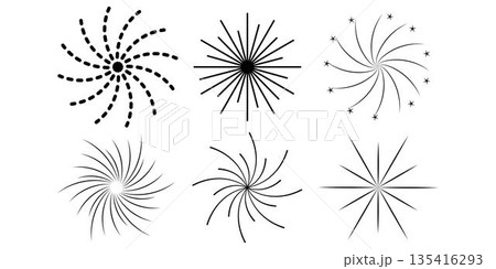 Set of black fireworks icons. Collection of firecracker design on white background. Element for new year festival and celebrations. Vector illustration. Set of black fireworks icons. Collection of firecracker design on white background. Element for new year festival and celebrations. Vector illustration. 135416293