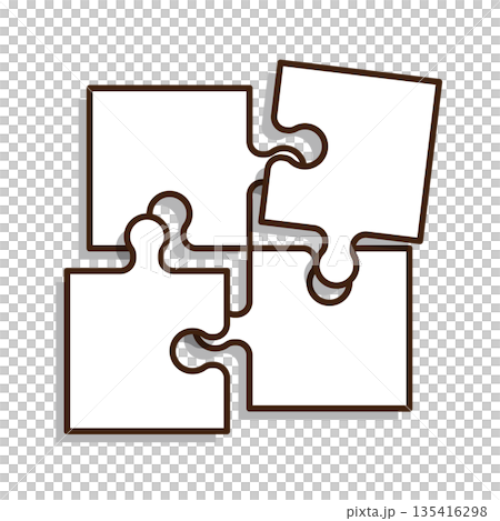 シンプルなジグソーパズルのイラスト 問題解決・ビジネスコンセプト シンプルなジグソーパズルのイラスト 問題解決・ビジネスコンセプト 135416298