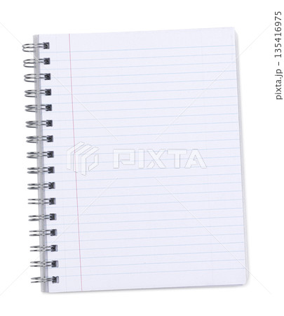 Real photo of spiral notebook with lined paper blank page on white Real photo of spiral notebook with lined paper blank page on white 135416975