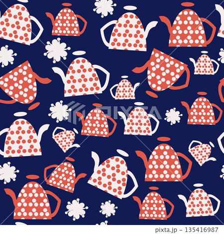 Tea pot abstract seamless pattern, vector image.のイラスト素材 [135416987] - PIXTA