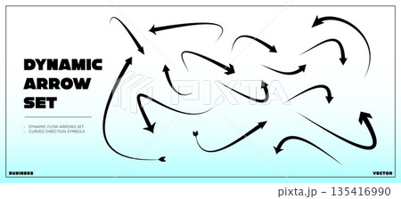 Black Dynamic Arrows Vector Set. Curved...のイラスト素材 [135416990] - PIXTA