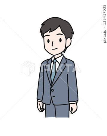 笑顔で微笑むスーツのビジネスパーソンの男性のイラスト素材 笑顔で微笑むスーツのビジネスパーソンの男性のイラスト素材 135417038