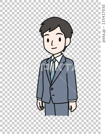 笑顔で微笑むスーツのビジネスパーソンの男性のイラスト素材 笑顔で微笑むスーツのビジネスパーソンの男性のイラスト素材 135417038