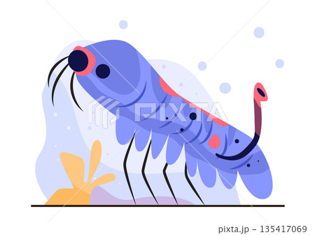 Parasite microbe infection disease pathogen anatomy cartoon blue segmented body black legs abstract background medical diagram 135417069