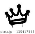 Sprayed crown with overspray in black over white. Vector illustration. 135417345