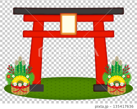美麗的神社鳥居插畫素材 美麗的神社鳥居插畫素材 135417636