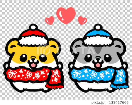 穿著冬裝的可愛倉鼠塗鴉風格插畫 4 135417665