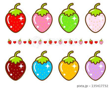 シンプルな苺のイラスト素材セット3 135417732