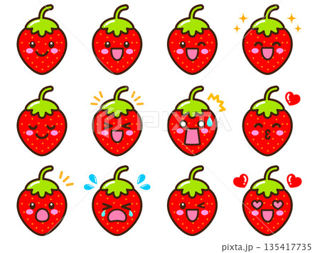 かわいい苺のイラスト素材セット 135417735