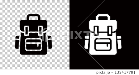 A simple icon representing a backpack or knapsack A simple icon representing a backpack or knapsack 135417791