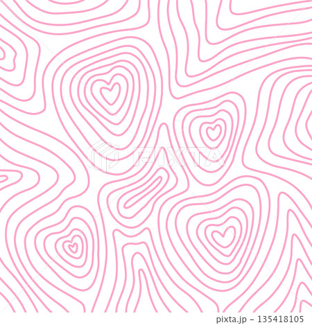 Pink contour love topographic line background. Heart romantic map lines. Vector hand drawn backdrop Pink contour love topographic line background. Heart romantic map lines. Vector hand drawn backdrop 135418105