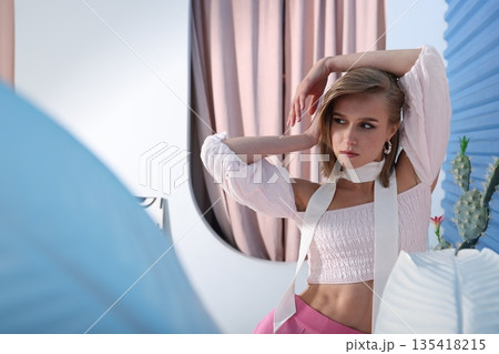 Intimate beauty shot, Fashion model with elegant hairstyle Intimate beauty shot, Fashion model with elegant hairstyle 135418215