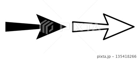 Abstract black right arrow illustration set with solid and outline styles, bold geometric direction symbols for navigation design, pointer icons for interface, infographic elements, signage, branding Abstract black right arrow illustration set with solid and outline styles, bold geometric direction symbols for navigation design, pointer icons for interface, infographic elements, signage, branding 135418266