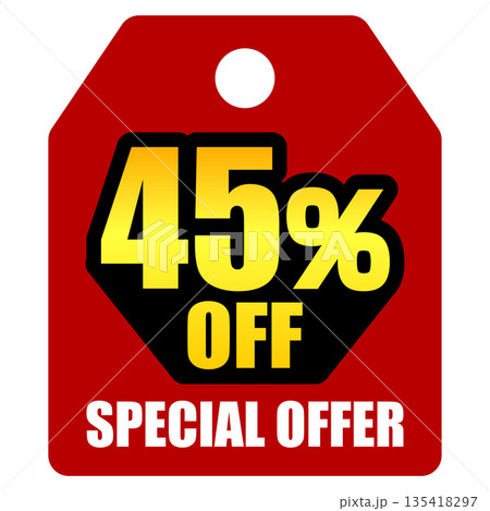 45%オフのセールを表すディスカウントラベル 45%オフのセールを表すディスカウントラベル 135418297