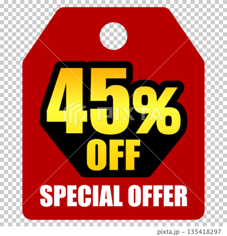 45%オフのセールを表すディスカウントラベル 45%オフのセールを表すディスカウントラベル 135418297