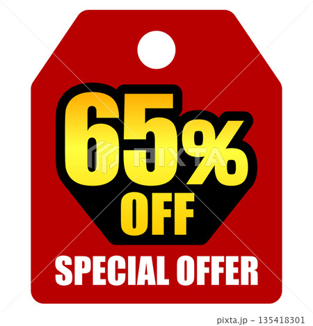 65％オフのセールを表すディスカウントラベル 135418301