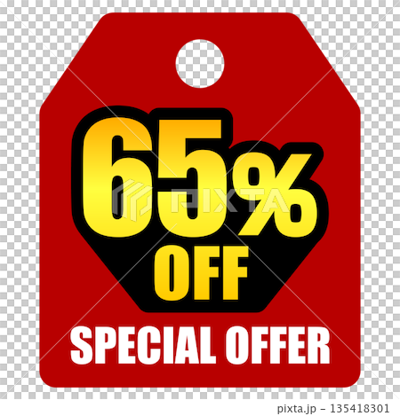 65％オフのセールを表すディスカウントラベル 135418301
