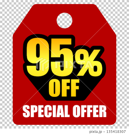 95％オフのセールを表すディスカウントラベル 135418307