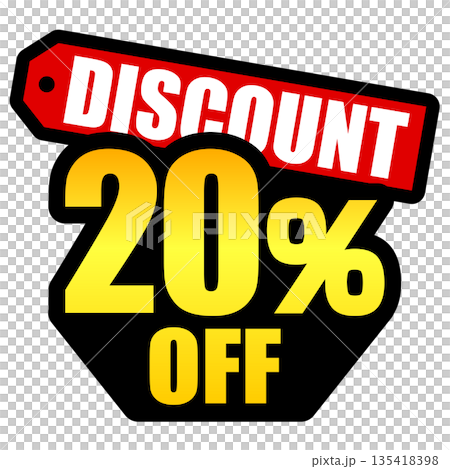 20%オフのセールを表すディスカウントラベル 20%オフのセールを表すディスカウントラベル 135418398