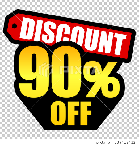 折扣標籤，標有90%折扣 135418412