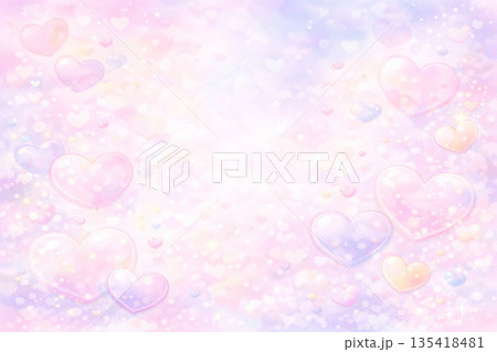 バレンタインシリーズ：グラデーション背景に溶け込むハート 135418481