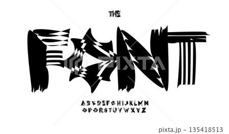 Abstract Rough Font Logo Alphabet Vector Silly Letter Set Modern Typography, Creative Typographic Design for Urban Poster Headline, Type Symbol Logotype, Sans Serif Destroy Fonts. Vector Typeface 135418513