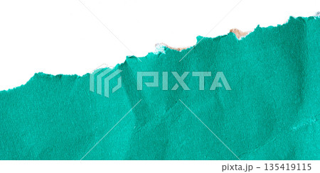 Green torn cardboard isolated on a white background Green torn cardboard isolated on a white background 135419115