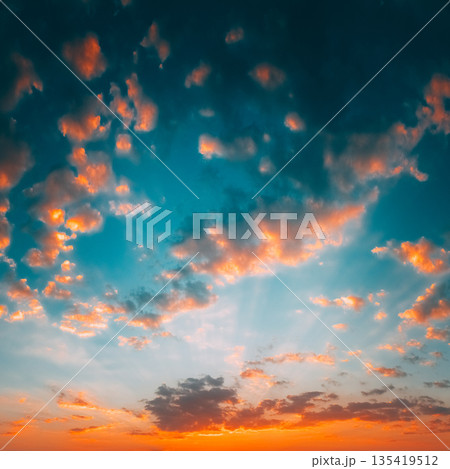 Yellow Blue Sunrise Sky With Sunlight Yellow Blue Sunrise Sky With Sunlight 135419512