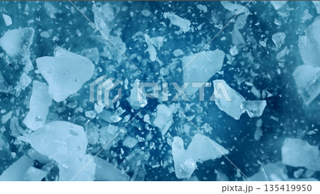 Super Slow Motion of Exploding Ice Shards , Close-up 135419950