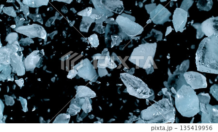 Super Slow Motion of Exploding Ice Shards , Close-up Super Slow Motion of Exploding Ice Shards , Close-up 135419956