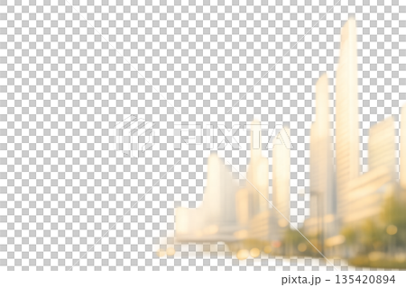 模糊的城市摩天大樓和右側寬闊的背景留白，用於背景設計 135420894